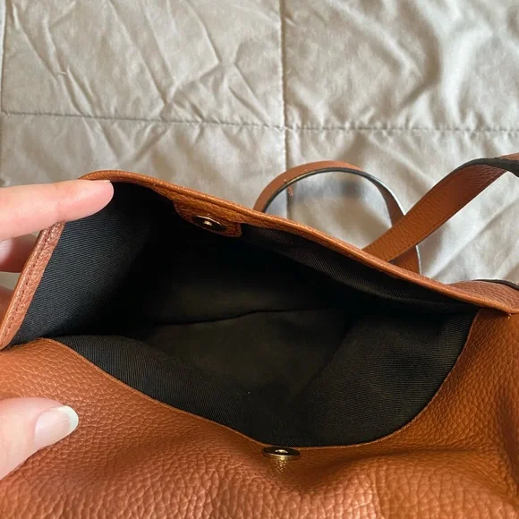 Vince Camuto Leather Foldover Purse Pine Cone Brown Snap Pocket Adjustable Strap - Picture 6 of 16